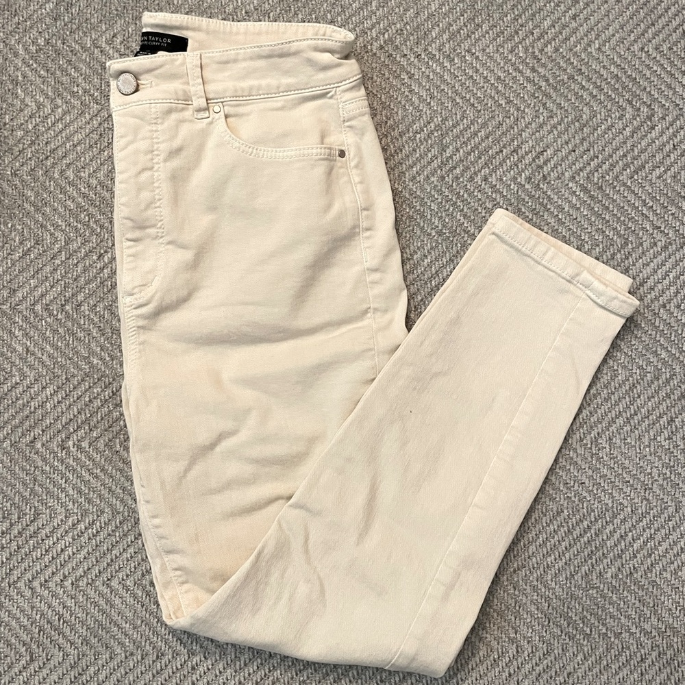 Ann Taylor Cream Skinny Jeans
